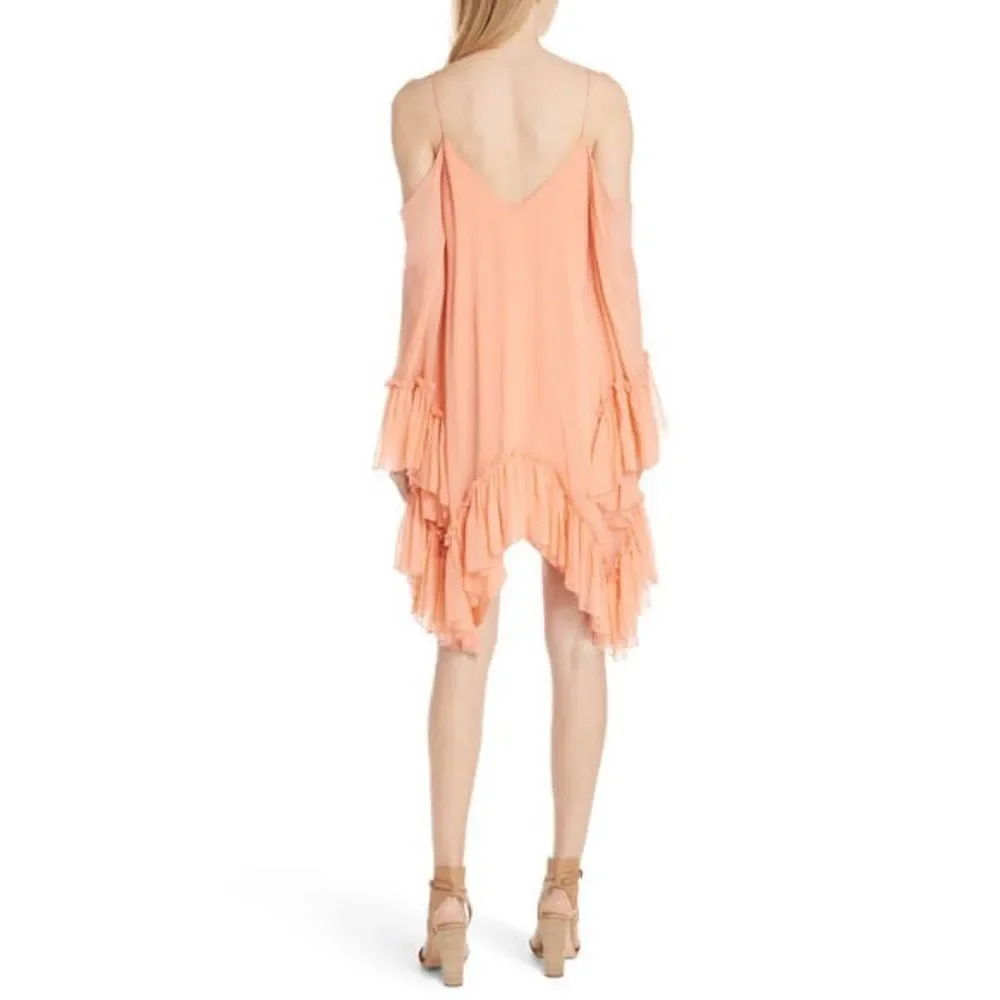 Alice + Olivia Ilaria 100% silk Dress in Peach